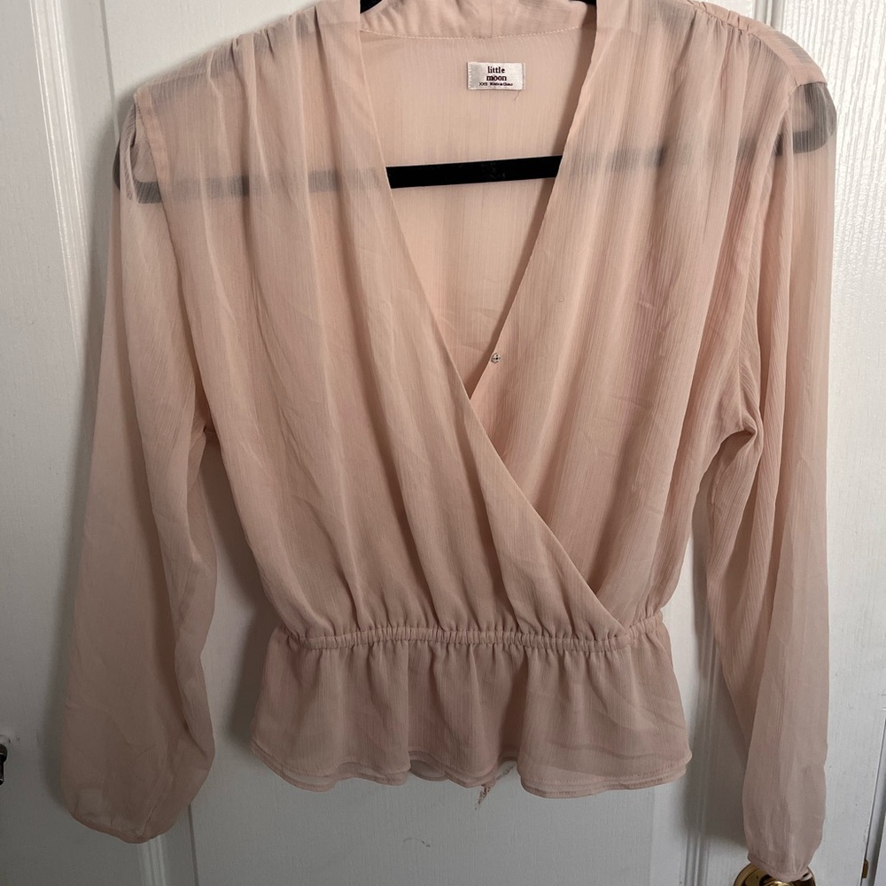 Sheer Pink Wrap Top
